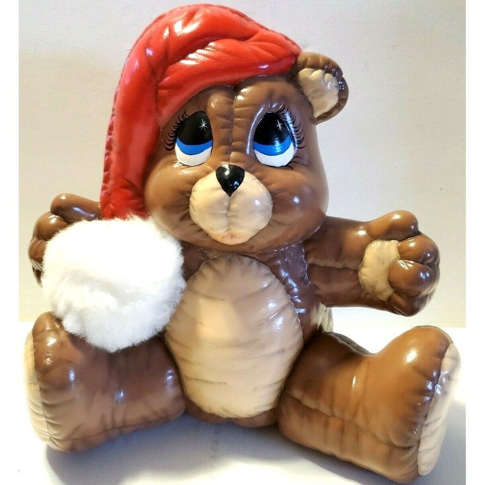 Ceramic Teddy Bear With Santa Hat Coin Bank Adorable Kids Piggy Bank 8.5"